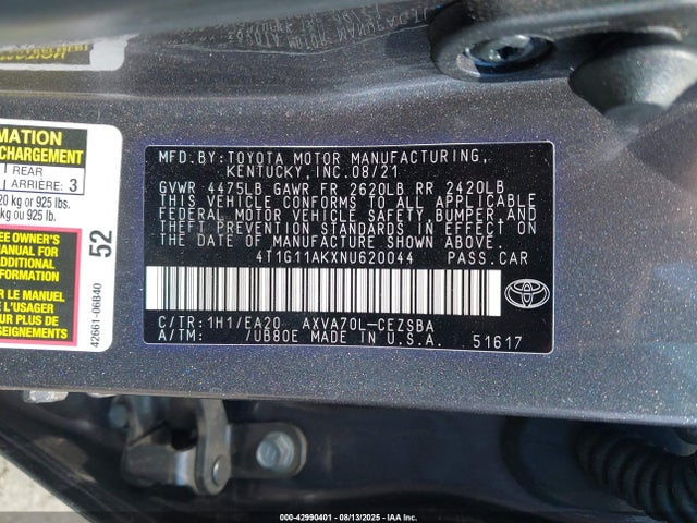 4T1G11AKXNU620044 Toyota a25a-fks