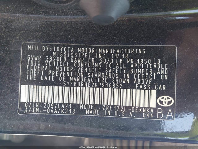 Toyota 2zr-fe 2019 5YFBURHE2KP916852 Image 9