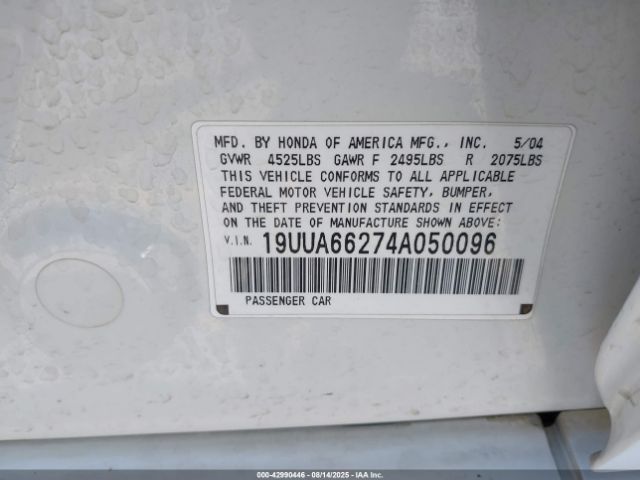2004 ACURA TL 19UUA66274A050096 Photo 8