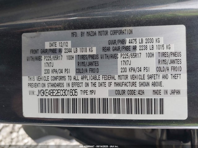 Mazda pe 2014 JM3KE4BE2E0301605 Image 9