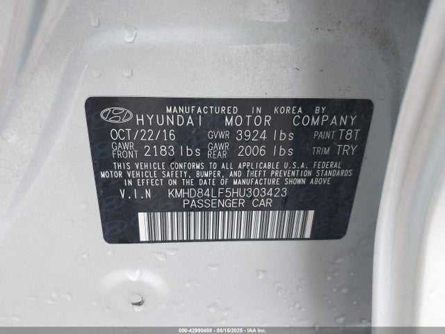 Hyundai 2017 2017 KMHD84LF5HU303423 Image 9