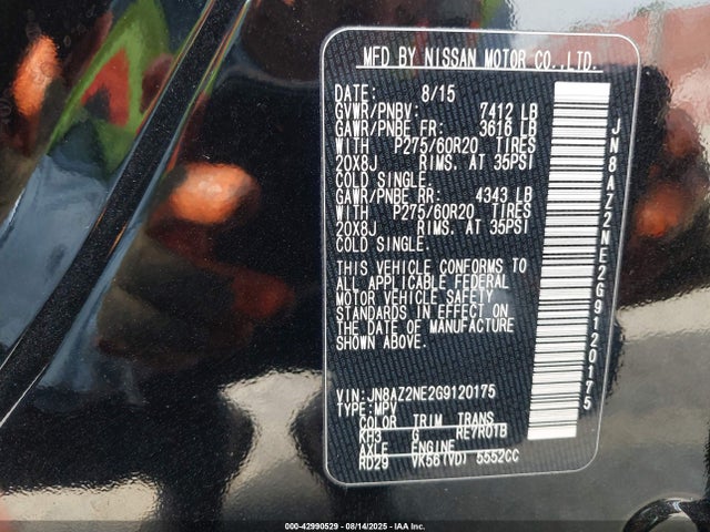 Infiniti 2016 2016 JN8AZ2NE2G9120175 Image 9
