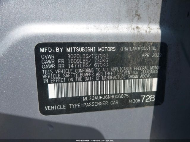 2022 MITSUBISHI MIRAGE ML32AUHJ6NH006875 Photo 8