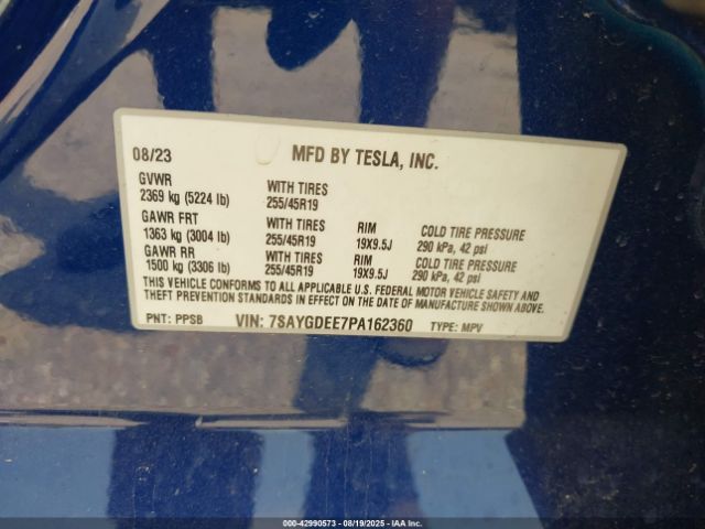 2023 TESLA MODEL Y 7SAYGDEE7PA162360 Photo 8