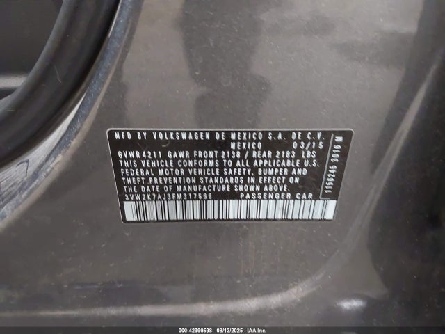 Volkswagen Jetta 2015 3VW2K7AJ3FM317566 Image 9