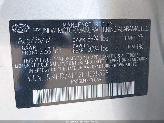 Hyundai mpi nu 2020 5NPD74LF2LH528358 Image 9