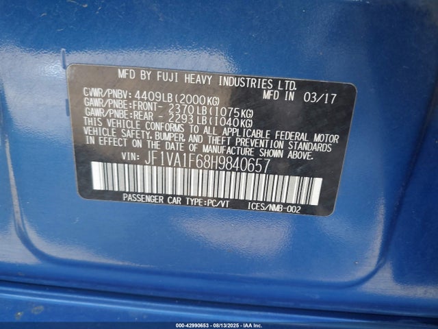 Subaru dib 2017 JF1VA1F68H9840657 Image 9