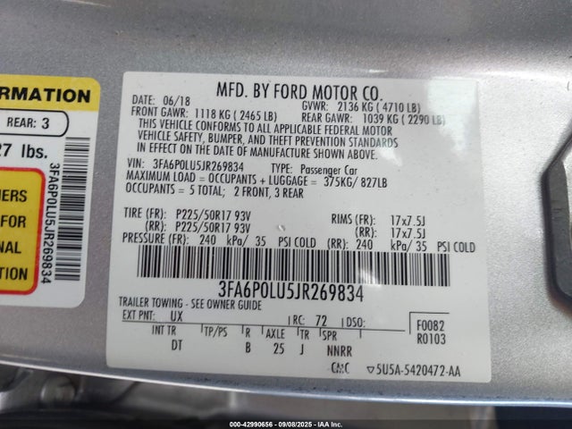 Ford 2.0l 4v atk hev 2018 3FA6P0LU5JR269834 Image 9