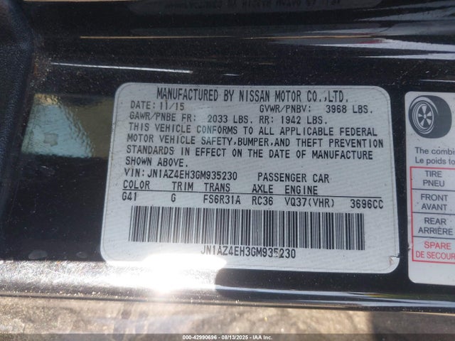 JN1AZ4EH3GM935230 Nissan 370Z