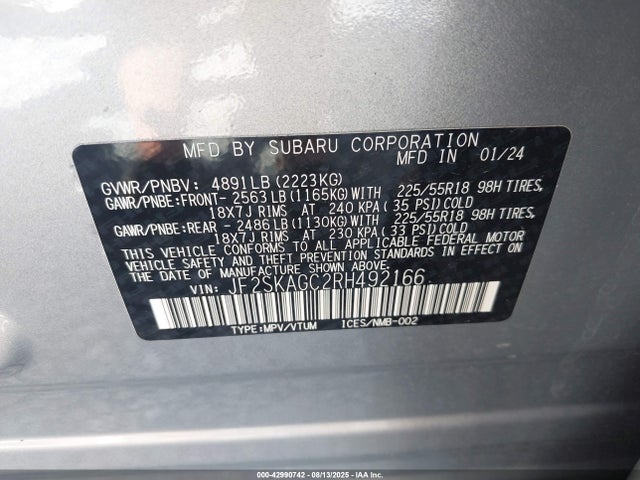 Subaru na u5 2024 JF2SKAGC2RH492166 Image 9