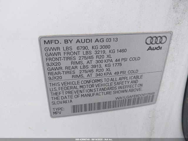 2013 AUDI Q7 WA1LGAFE6DD012549 Photo 8