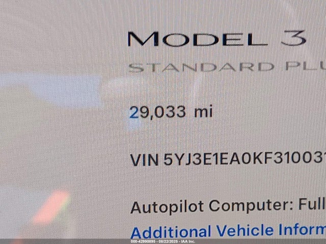 Tesla MODEL 3 2019 5YJ3E1EA0KF310031 Image 16