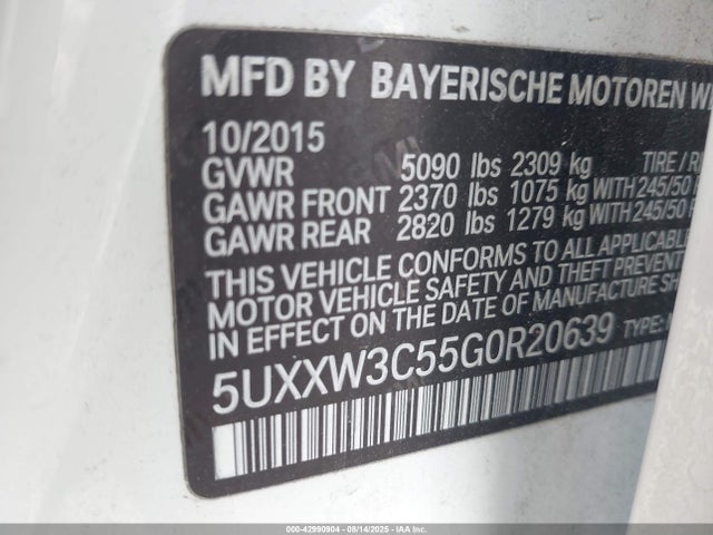 5UXXW3C55G0R20639 BMW X4