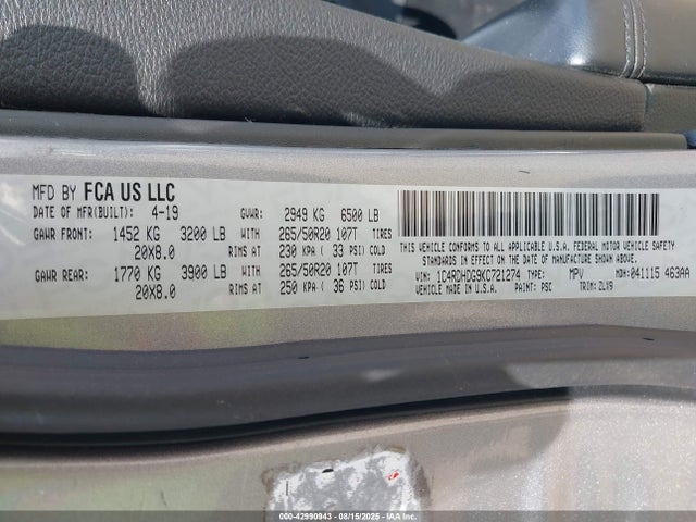 1C4RDHDG9KC721274 Dodge 2019