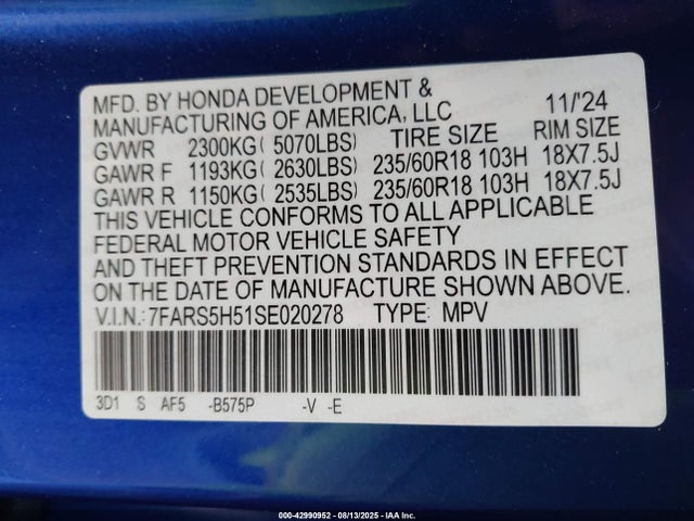 7FARS5H51SE020278 Honda lfc3