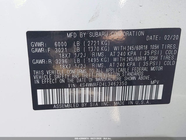 4S4WMAFD4L3462350 Subaru 2020