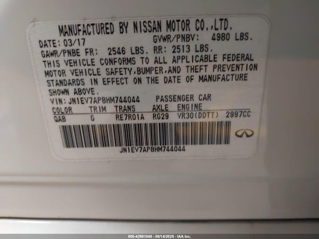 Infiniti Q50 2017 JN1EV7AP8HM744044 Image 9