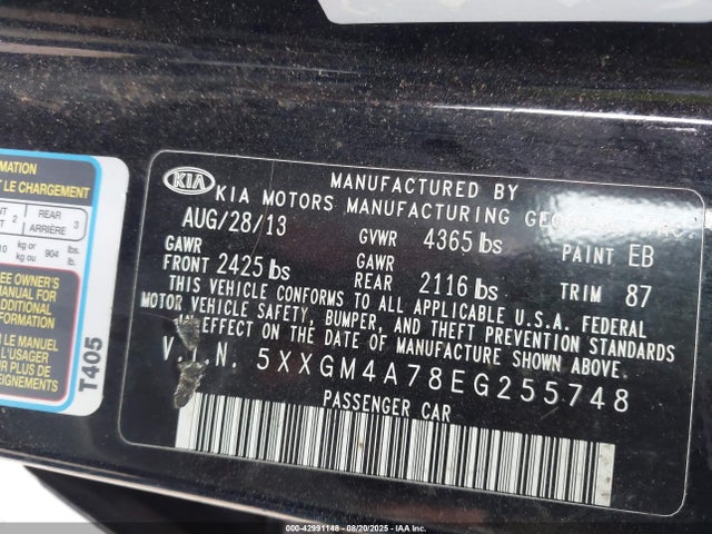 5XXGM4A78EG255748 KIA dohc gdi theta ii