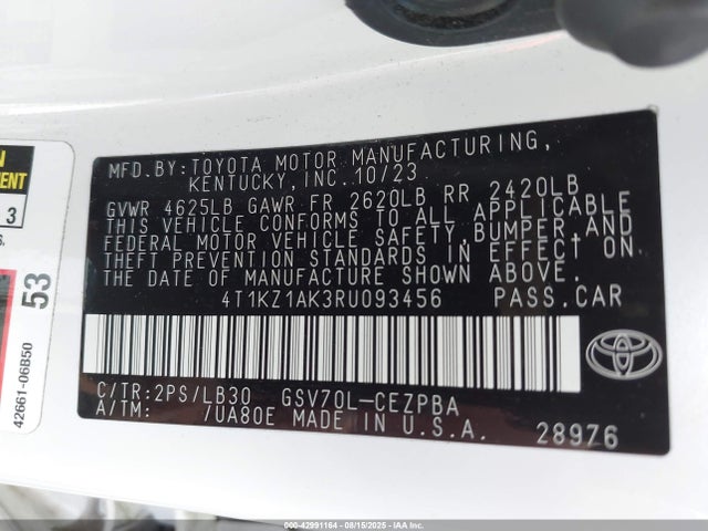 4T1KZ1AK3RU093456 Toyota 2gr-fks