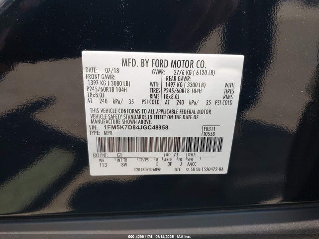 Ford 3.5l ti-vct 2018 1FM5K7D84JGC48958 Image 9