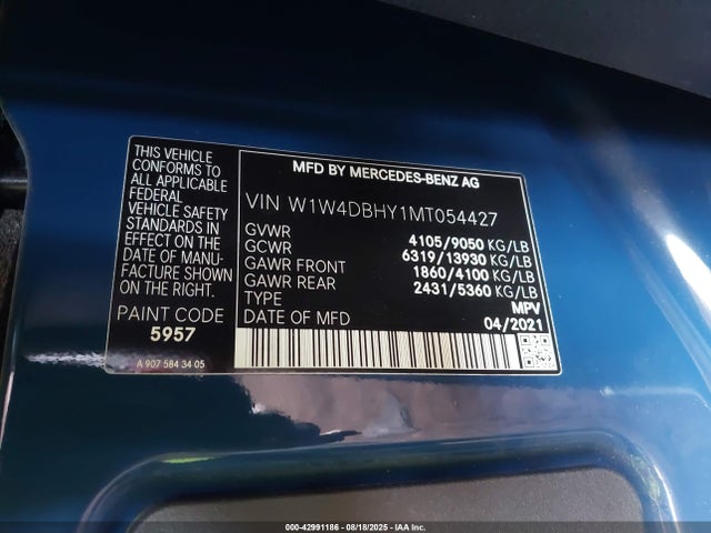 Mercedes-Benz om651 2021 W1W4DBHY1MT054427 Image 9