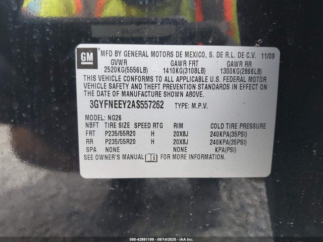 2010 CADILLAC SRX 3GYFNEEY2AS557262 Photo 8