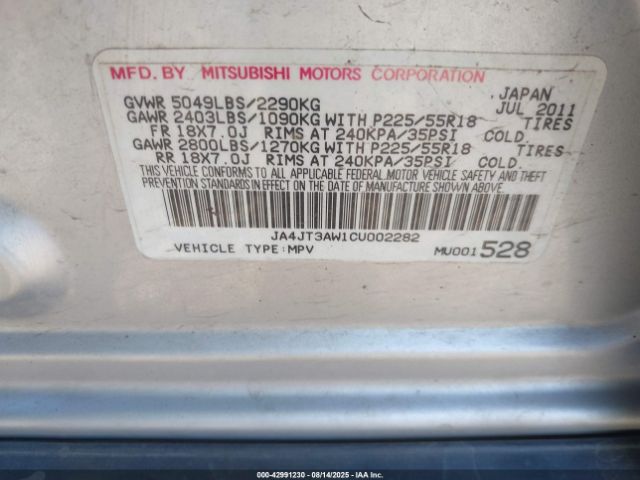 2012 MITSUBISHI OUTLANDER JA4JT3AW1CU002282 Photo 8