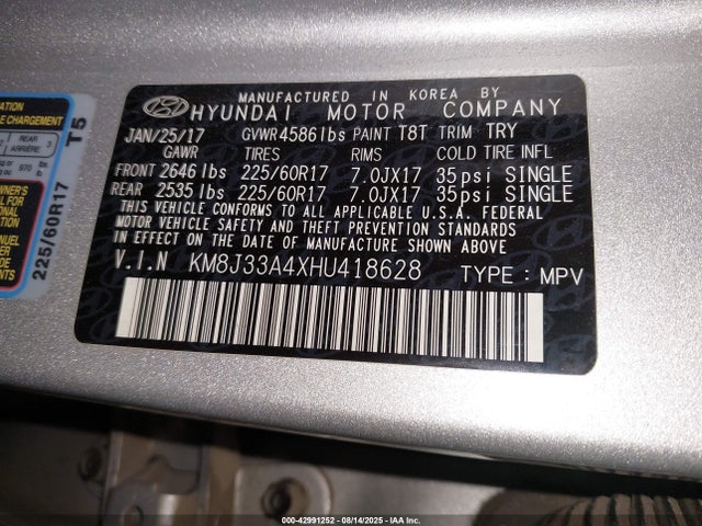 KM8J33A4XHU418628 Hyundai gdi nu