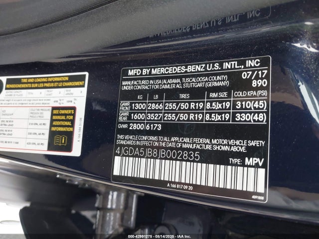 4JGDA5JB8JB002835 Mercedes-Benz m276
