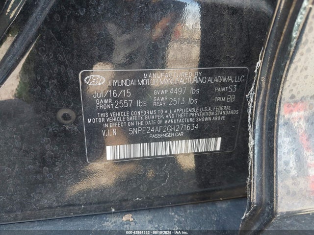 5NPE24AF2GH271634 Hyundai dohc gdi theta-ii