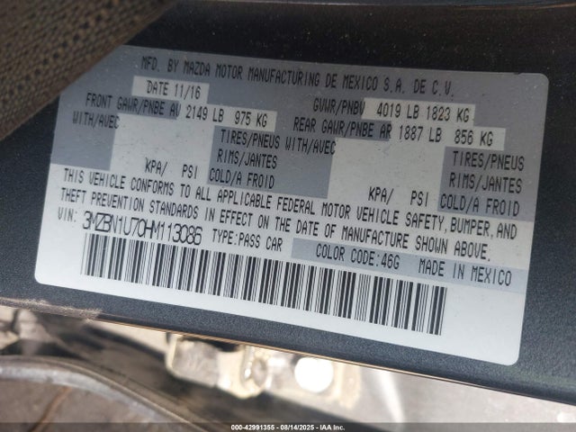 3MZBN1U70HM113086 Mazda pe