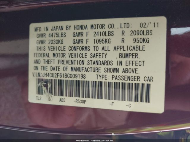 2011 ACURA TSX JH4CU2F61BC009198 Photo 8
