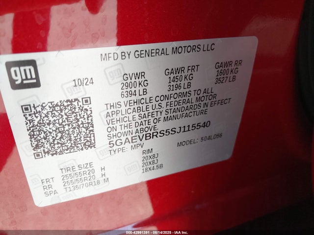 5GAEVBRS5SJ115540 Buick lk0