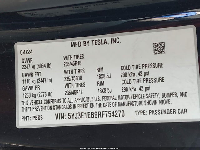 2024 TESLA MODEL 3 5YJ3E1EB9RF754270 Photo 8