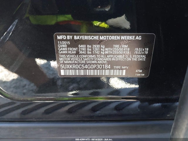 5UXKR0C54G0P30184 BMW 2016