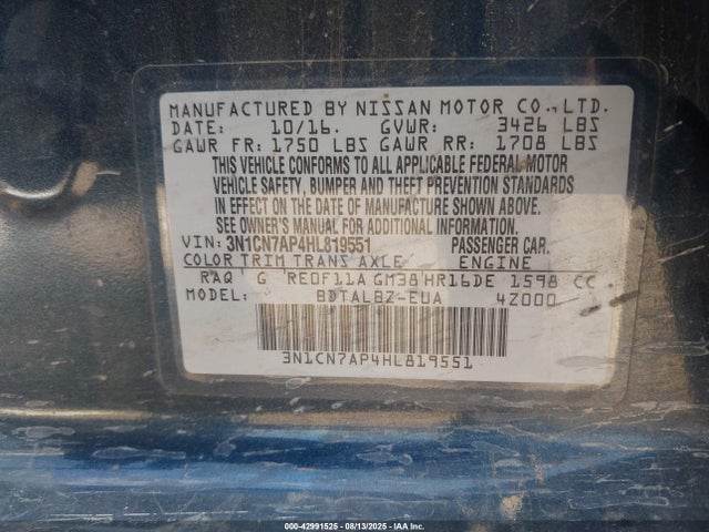 3N1CN7AP4HL819551 Nissan 2017