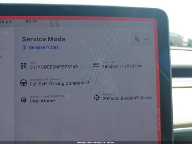 2021 TESLA MODEL Y 5YJYGDEE2MF073243 Photo 6