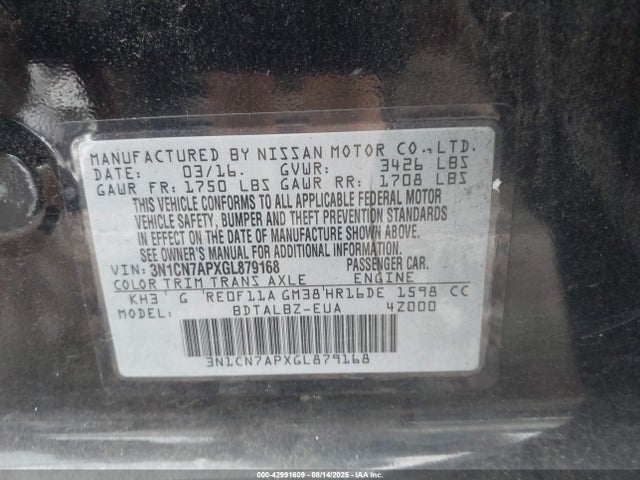 Nissan Versa 2016 3N1CN7APXGL879168 Image 9