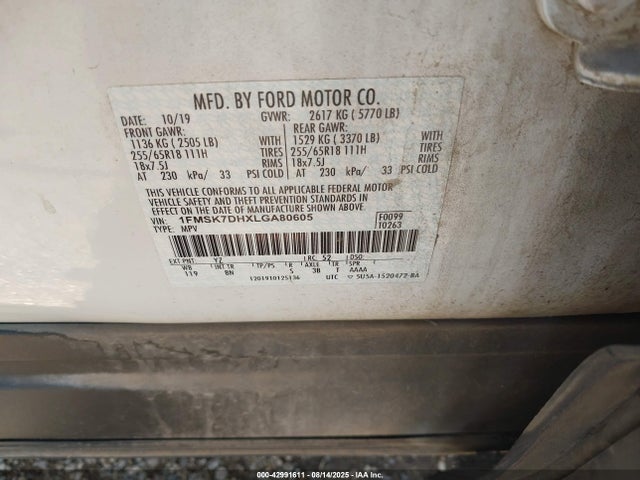 1FMSK7DHXLGA80605 Ford Explorer