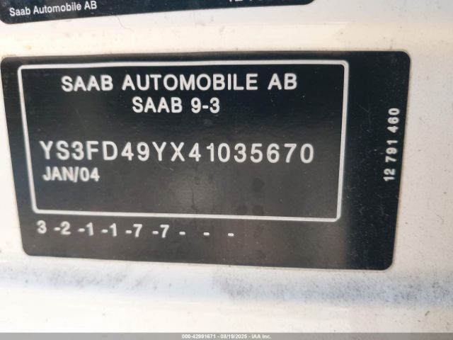 2004 SAAB 9-3 YS3FD49YX41035670 Photo 8