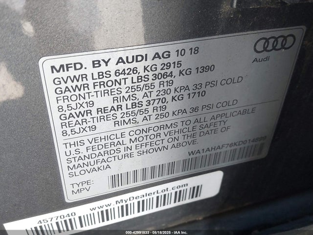 2019 AUDI Q7 WA1AHAF76KD014899 Photo 8