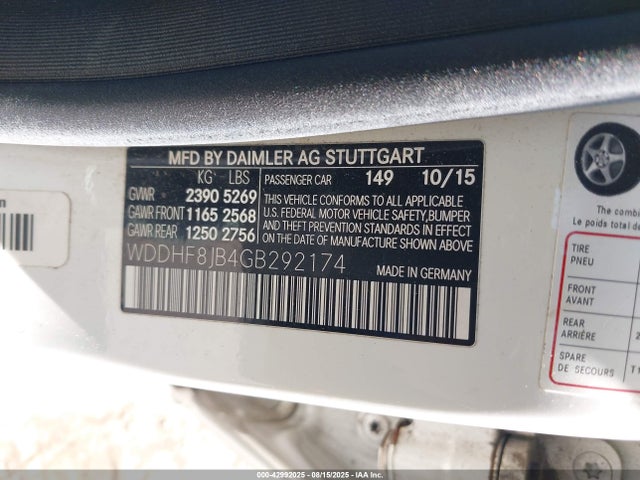WDDHF8JB4GB292174 Mercedes-Benz E-Class