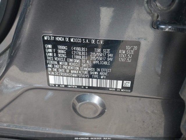 3CZRU6H35MM705645 Honda r18z9