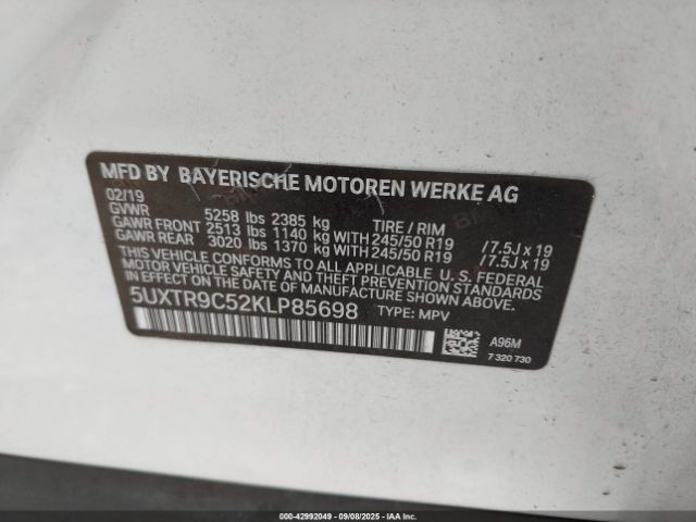 2019 BMW X3 5UXTR9C52KLP85698 Photo 8