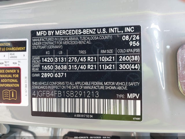 4JGFB4FB1SB291213 Mercedes-Benz m254