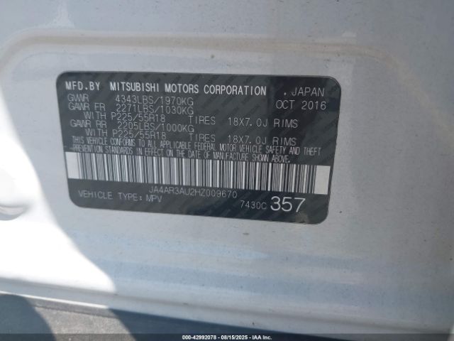 2017 MITSUBISHI OUTLANDER SPORT JA4AR3AU2HZ009670 Photo 8