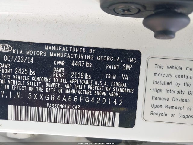 5XXGR4A66FG420142 KIA dohc t-gdi theta-ii