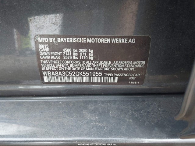 BMW 320i 2016 WBA8A3C52GK551955 Image 9