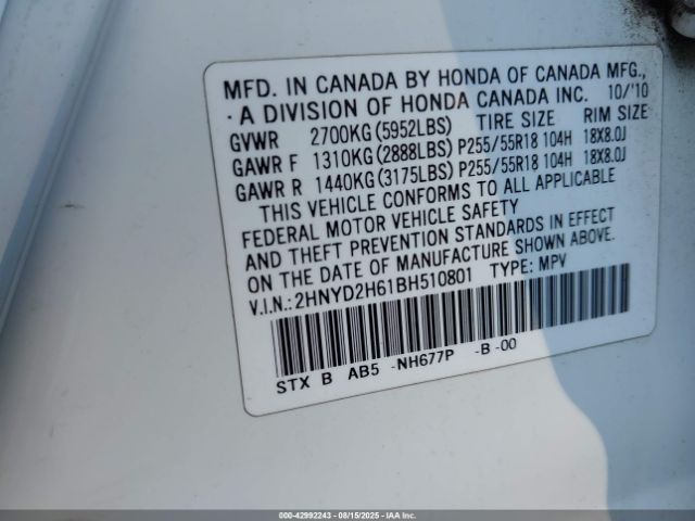 2011 ACURA MDX 2HNYD2H61BH510801 Photo 8