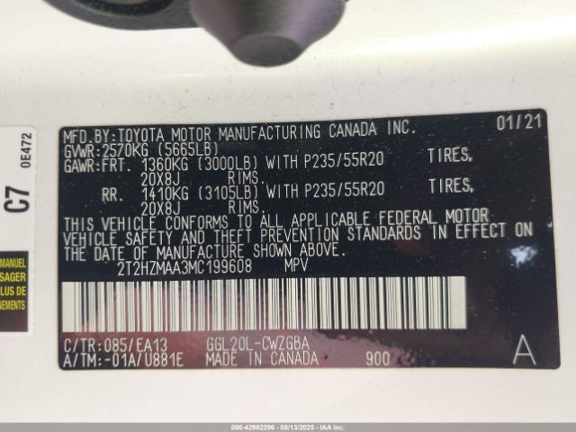 2021 LEXUS RX 350 2T2HZMAA3MC199608 Photo 8